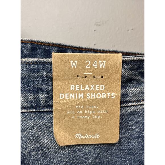 Madewell Relaxed Denim Shorts Womens Plus size 24W Cutoff Blue Jean Mid Rise NEW - Picture 11 of 12